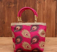 AMAZING BAGS EMBROIDERED  SATIN HAND-HELD BAG - MULTI COLOR